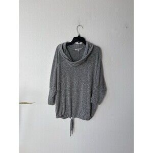 Green Envelope Los Angeles Cowl Neck Sweater Heather Gray Drawstring Waist Large